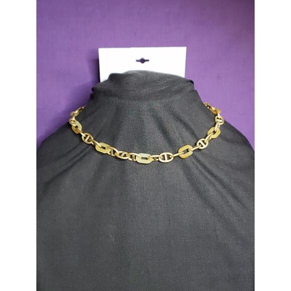 Sonoma Matte Gold Tone And Yellow Resin Chain Link Necklace, 16.5", NWT - Picture 2 of 6